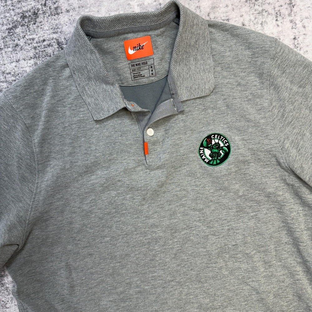 Maine Celtics Shirt Mens Medium Nike Polo Dri Fit‎ Pique Knit G Leage NBA Swoosh